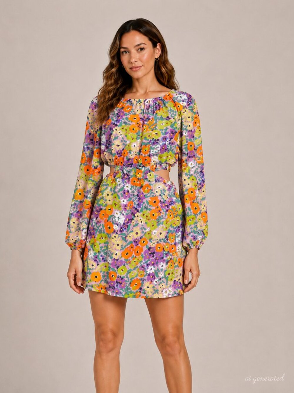 NWT Sanctuary Floral Cutout Long Sleeve Mini Dress Women's M Medium